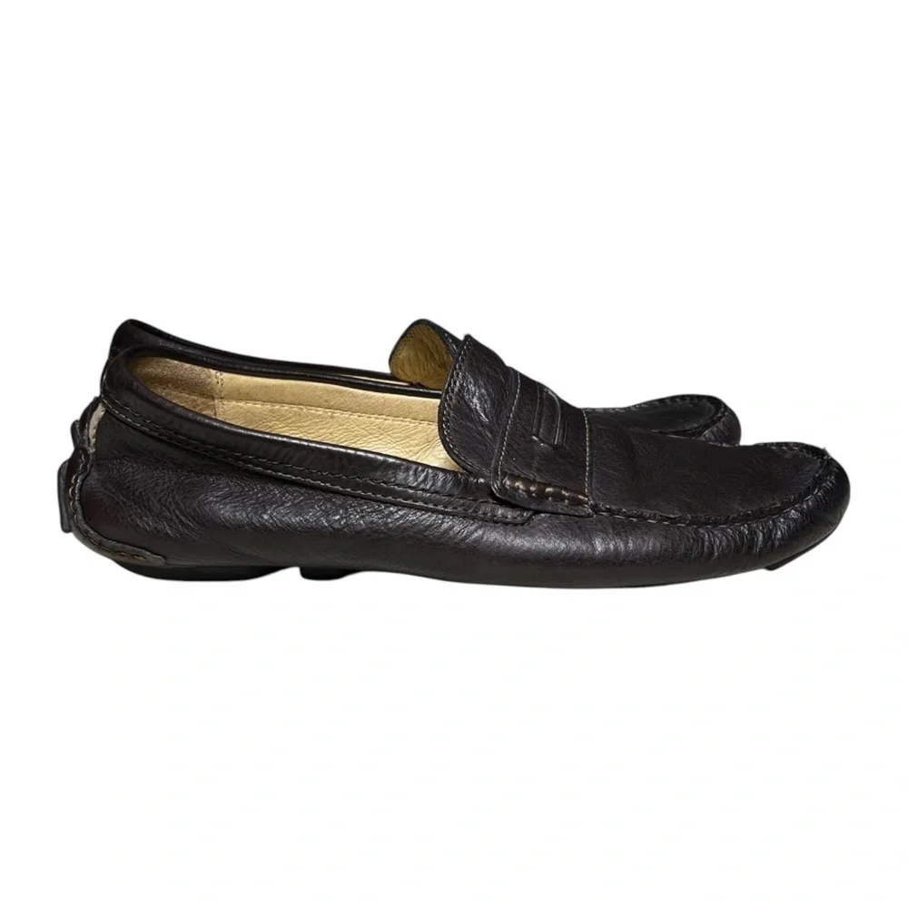 Coach Signature Leather Mens Neal Pebbled Driver Shoes Loafers Brown Size 8 M